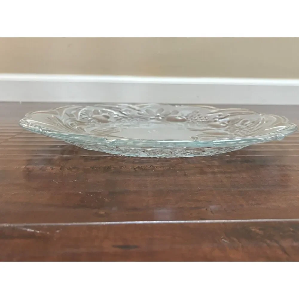 VTG Sali Indonesia Fruitella 15” Glass Holiday Platter Wreath Serving Tray Box